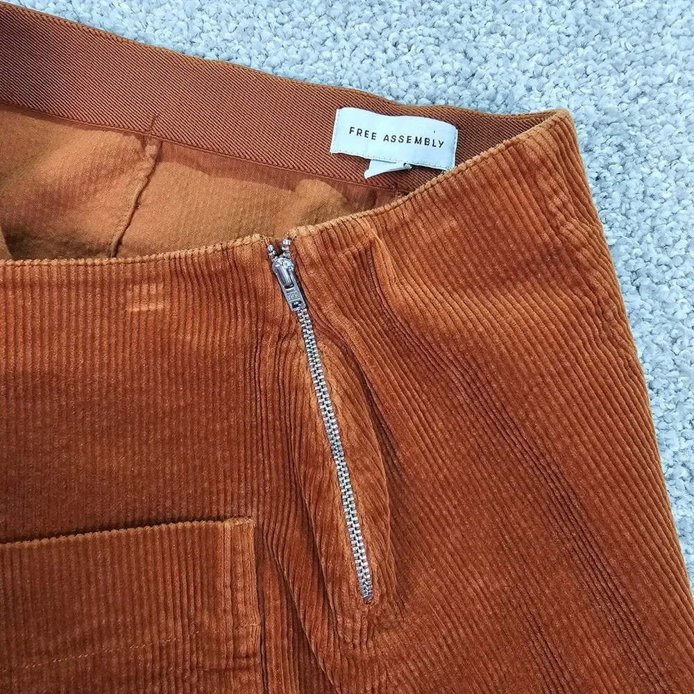 Free‎ Assembly Corduroy A-Line Mini Skirt Rust Orange Side Zip Pockets Size M